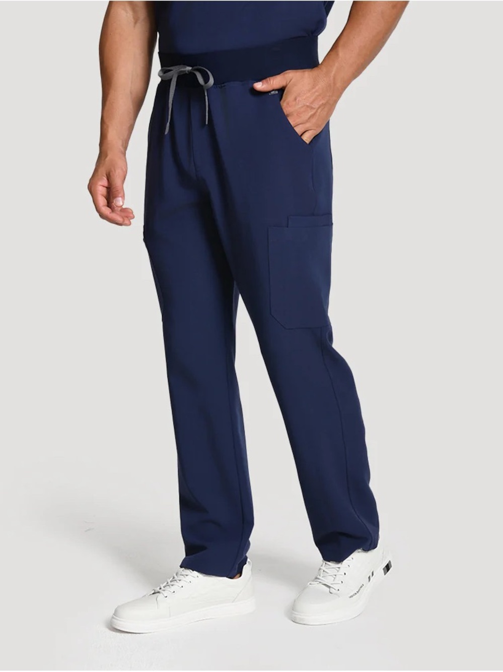 Figs Men's Navy Cargo Scrub Pants with Drawstring